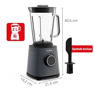Moulinex Blender PerfectMix Essential 1200W, Lames Powelix, Bol Verre 2L, Mixage 30% Plus Rapide, Vitesse Ajustable & Pulse, Smoothie, Nettoyage Facile, LM771BF0, Poivre de Java