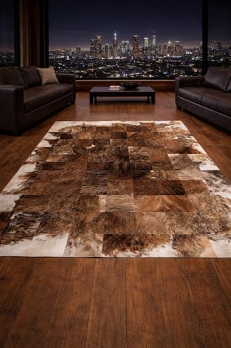 Genuine Leather Patchwork Cowhide Rug – Natural Pattern - Argentinian Rug. Cod MR1 (120 x 180 cm)