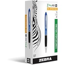 Zebra Z-Grip MAX Roller Ball Gel Retractable Pen, 0.7mm, Blue, 12-Pack 42220