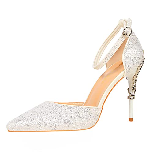 Unimaglif Womens Sparkly Heeled Sandals With Ankle Strap 3 Inch Heels
