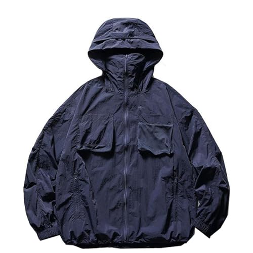 Manteau d'ete leger haut de gamme veste a capuche hommes ample retro