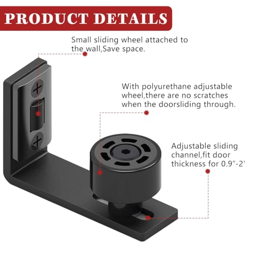 Image of Serplex Sliding Barn Door Floor Guide for Bottom Adjustable Roller, U-Channel Door Guides for Sliding Doors, Bottom Flat Barn Door Floor Guide Stay Roller for Most Door Within 1 /2 inch-2 inch Thickness