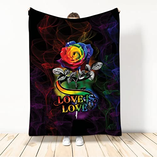 Ohaprints Love Is Love Rainbow Rose Smoke Lgbt Gay Lesbian Soft Sherpa Throw Blankets Cozy Fuzzy Fleece Throws For Tv Sofa Couch Comfy Fluffy Blanket 30X40 50X60 60X80 #TOP2