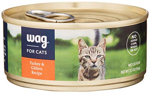 Amazon Brand - Wag Wet Cat Food, Turkey & Giblets Recipe, 5.5 oz Can (Pack of 24)