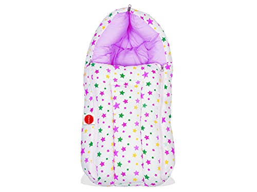 Image of VParents Joy Purple Cotton Combo: Nursing Support, Mosquito Net Attached Bed and Carrying Nest