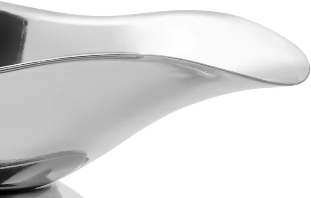 Soro Essentials- 5 oz. Stainless Steel Gravy Sauce Boat Gadroon Base with Loop Handle Set of 2- Restaurant Gravy Boat Dripless Lip Spout Serving Dish Gravy Bowl for Sauces Gravy Salad Dressings Milk