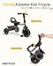RIDYEE Toddler Tricycle for 18 Months to 5 Years, Foldable Tricycles for 3-5 Year Olds, Kids Tricycle with Adjustable Carry-Friendly Ergonomic Seat and Covered Large Basket, Grey