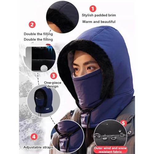 2025 New Plush-Lined Thickened Thermal Hat with Face Mask for Men and Women, Warm Windproof Hats for Ski Winter4