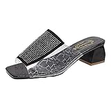 Strandsandalen,Atmungsaktive Hausschuhe Mit Hohen AbsäTzen Im Sommer Rutschfeste Transparente Einfache Sandalen Mit Quadratischem Absatz FüR Den Strand Damen Slip-On Sandalen