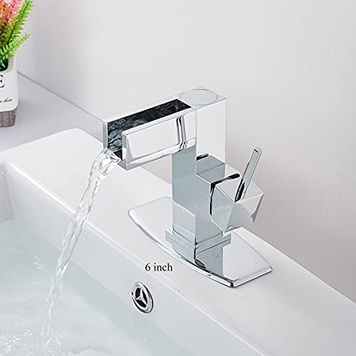Grifo de baño cromado con cascada moderna para renovar tu lavabo monomando