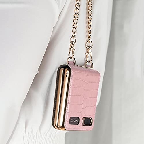 Enjovdery Capa de celular para Samsung Galaxy Z Flip 3 5G | Capa de couro com padrão de crocodilo de