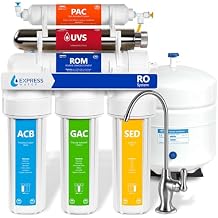 Express Water Ultraviolet Reverse Osmosis Water Filtration System 6 Stage RO UV Water Filter with Faucet and Tank UV Under Sink Water Filter 100 GPD