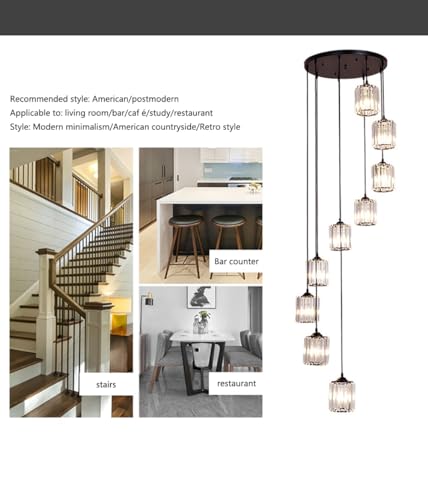 Lustre d'escalier minimaliste moderne LED suspension 6 lampes