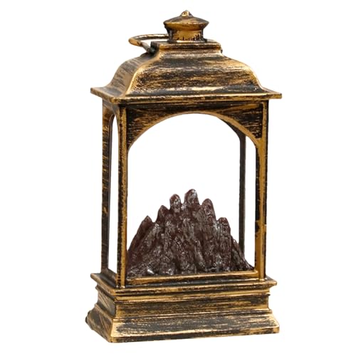 Linterna de llama parpadeante, lámpara de chimenea sin llama, linterna de fuego de mesa vintage | Lámpara de llama exterior con pilas, linterna de fuego de mesa creativa para Halloween, casa interior
