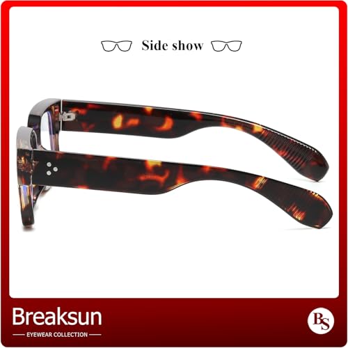 Image of Breaksun Rectangle Glasses for Men Women Square Blue Light Glasses Thick Frame Black Eyeglasses