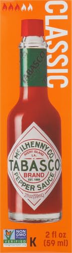 Image of TABASCO Brand Original Red Pepper Hot Sauce, Medium Heat, Glass Bottle, Classic & Versatile Flavor, Three Simple Ingredients, Great for Dips, Tacos, Eggs, Pizza, Oysters & More, 2 Fl Oz (Pack of 2)