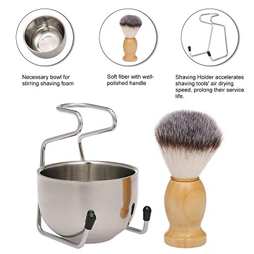 Andoer Conjunto de barbear masculino Escova de barbear + saboneteira + Base de descanso Kit de barbe