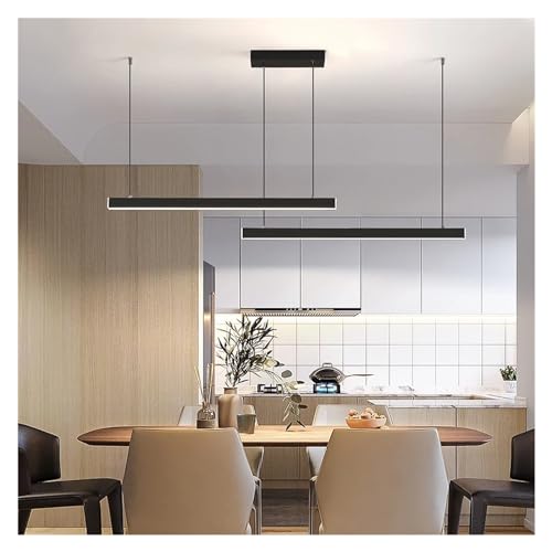 Lustre suspension LED noire 110cm design minimaliste pour salle à manger