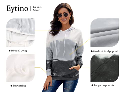 image for Eytino Women Hoodies Tops Tie Dye Printed Long Sleeve Drawstring Pullo
