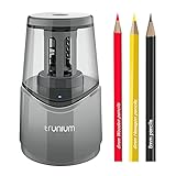 Electric Pencil Sharpener, TRUNIUM Automatic Pencil Sharpener, Auto Strong Fast Colored Pencil Sharpener for Colored/Wooden Pencil for 6-8mm, USB/AC Operated in Office/Home/School/Gift/Drawing (Grey)