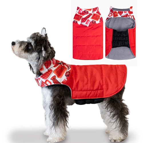 Unipup Cozy Waterproof Thick Dog Winter Coat Doggie Jacket Warm Pet Clothes Comfortable Puffer Dog Vest for Small Medium Large Dogs with Harness Hole YRFB01M