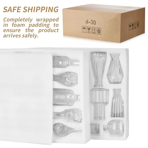 Glass Bud Vase Set of 32 Pcs, Vintage Clear Small Glass Vases for Flowers, Glass Bud Vases in Bulk, Mini Vase for Centerpieces, Wedding, Home Decor and Events