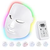 LED face mask 7 colores led cara light therapy máscara cuello led fotones máscara facial tratamiento facial de la piel anti envejecimiento belleza máscara de cuidado de la piel blanco