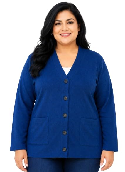 urban rock Women's Long Sleeve Knit Cardigan Sweater, Button Front V-Neck Cardigan with Pockets-picture-29