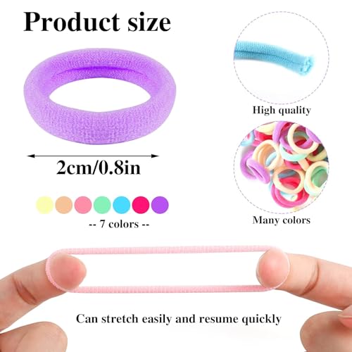 Image of Diversa Small Hair Elastics Kids Hair Bands Baby Girl Hair Rubber Bands Tiny Ponytail Holders Soft Mini Hair Ties (Light Multicolor, Pack of 100 Pcs)