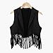 Tassel Vest for Girls Boys, Western Oktoberfest Vest Cowboy Fringe Jacket for Halloween Cosplay Sleeveless Waistcoat Black