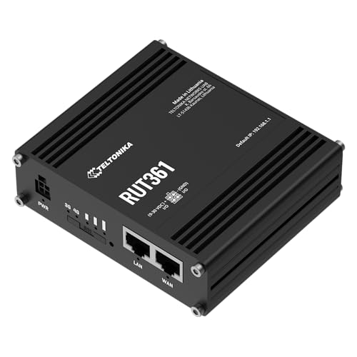 Image of Teltonika RUT361 Industrial 4G LTE Router - Compact & Rugged Cellular Wireless Router with Ethernet, WiFi, VPN, RMS Support, Remote Monitoring, and IoT connectivity (RUT361200800)