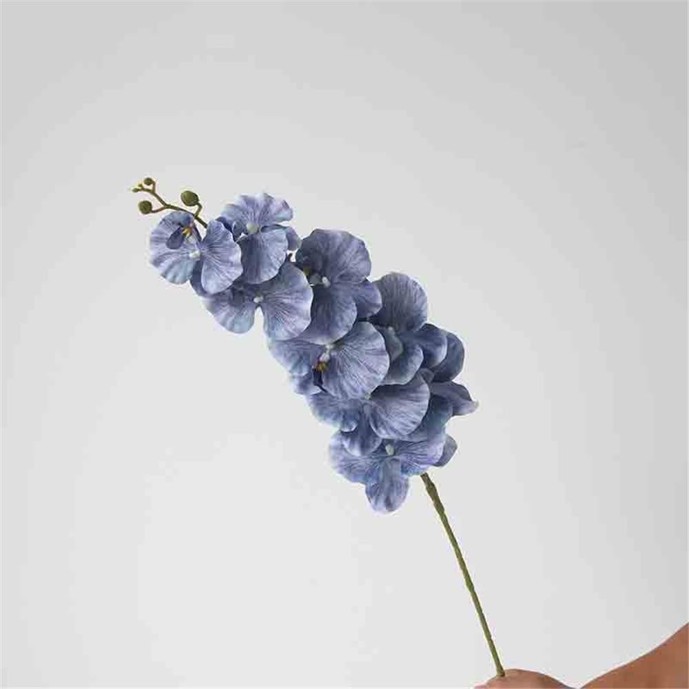 Fiori finti Fiori di simulazione Phalaenopsis singoli blu viola finti Composizione soggiorno decorativi per la decorazione esterna