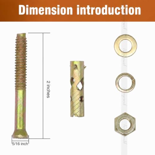 Image of 5 /16 x 2 in Zinc-Plated Steel Sleeve Anchors for Concrete 10 Pack