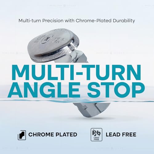 Image of Midline Valve 71138QS-OM-5 Water Supply Stop Valve with Multi-Turn Wheel; Angle Shut-off for Toilet, Sink, Dishwasher, Heater; 3 /8'' FIP x 3 /8'' Compression; Chrome Plated Brass (5 PK)