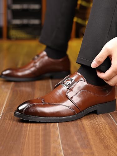 Santimon Men's Leather Slip-On Loafers Luxury Business Dress Shoes for Formal Events, Office, Weddings4