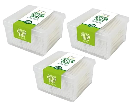 3x Cotton Buds Paper Stems - 200 Pack (600 Buds) Eco Friendly Stems