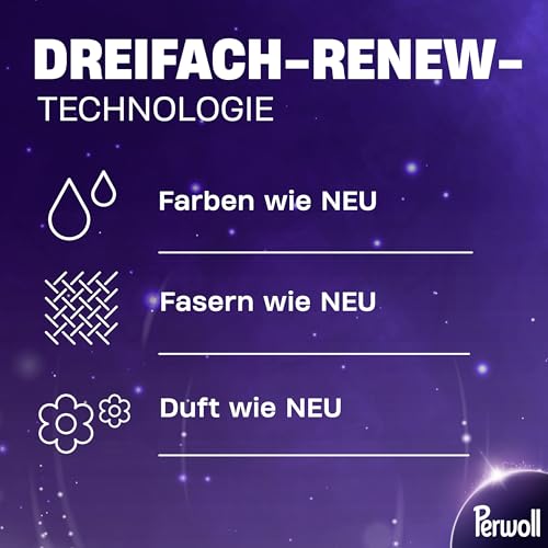 Perwoll Renew Black Waschmittel (27 Waschladungen), Feinwaschmittel reinigt sanft und erneuert dunkle Farben und Fasern, für alle dunklen Textilien, mit Dreifach-Renew-Technologie 2