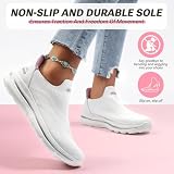 ODCKOI Slip on damskie buty sportowe, wygodne, oddychające, do chodzenia, lekkie, do joggingu, fitnessu, biały, 38 EU