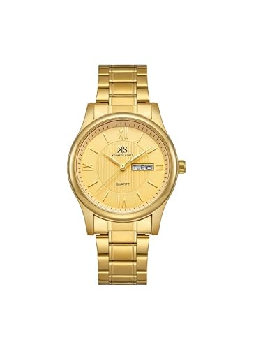 Kenneth Scott Men’s Analog Casual Watch | Champagne Dial, Gold Case & Strap, 38mm-K23029-GBGC