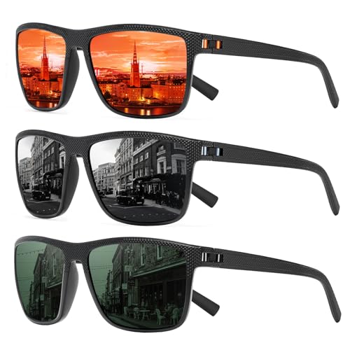 Square Polarized Sunglasses for Men and Women Lightweight Frame Sun Glasses with UV Protection powersports goggles A10 Black/Black+black/Red+black/G15