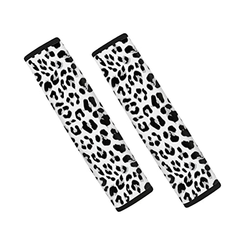 Dolyues Juego de 2 fundas para cinturón de seguridad de coche con patrón de leopardo blanco para mujer, almohadilla universal y cómoda para correa de hombro Cover