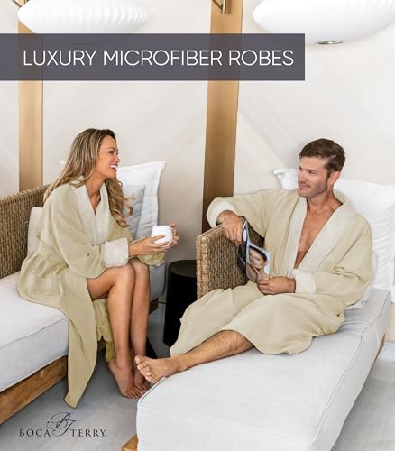 Image of Men's Luxury Hotel Robe by Boca Terry, Microfiber Spa & Resort Bath Robe | Soft, warm hotel-style bathrobe, full length
