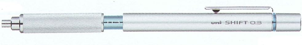 Uni Shift Pipe Lock Drafting Pencil, 0.3 mm, Silver Body with Light Blue Accent (M31010.26)