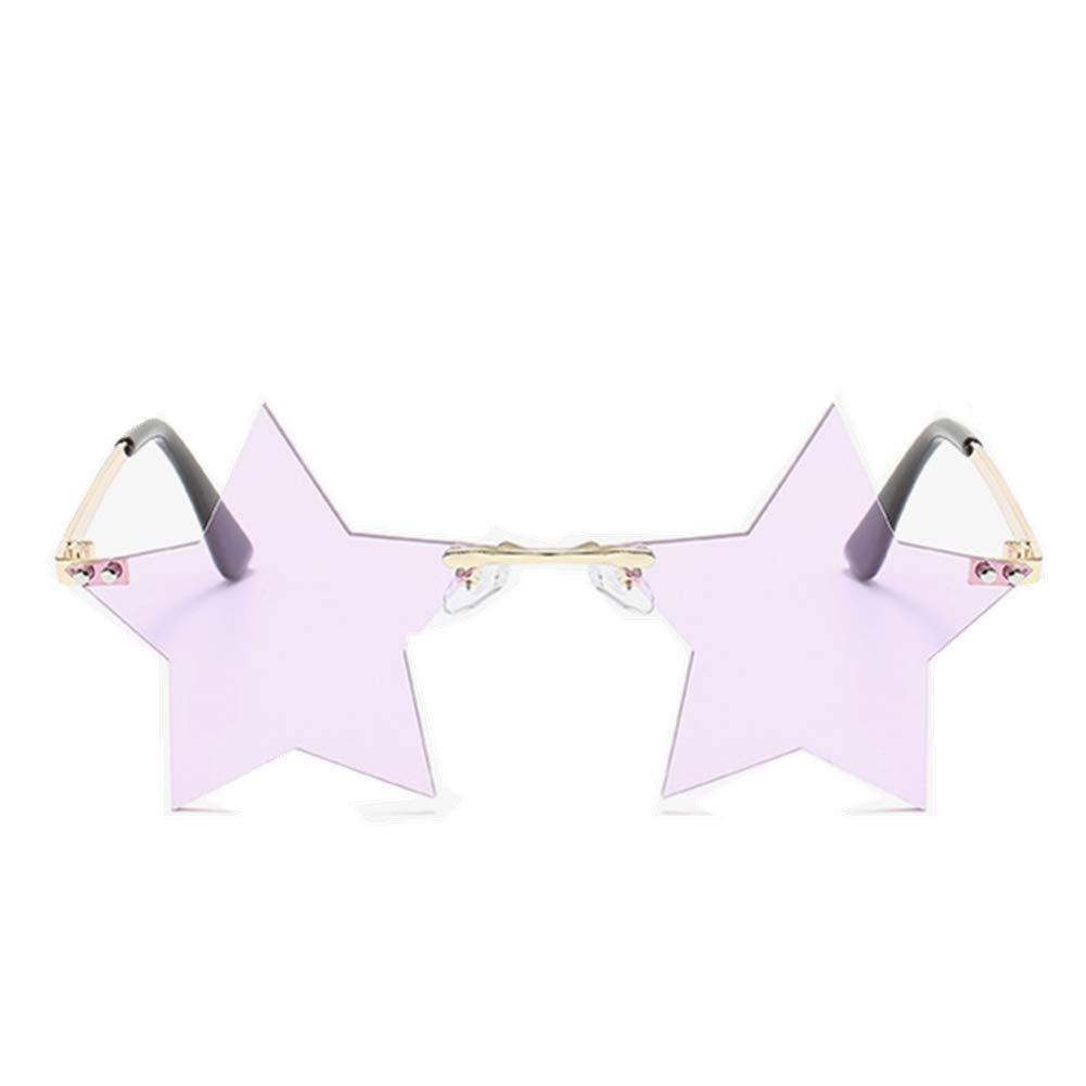 Star Rimless Sunglasses for Women/Men Unique Personalized Pentagram sun glasses Prom Party Sun Mirror