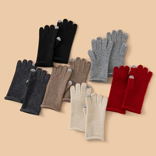 Guantes elegantes de dedo completo en cachemira para invierno 5