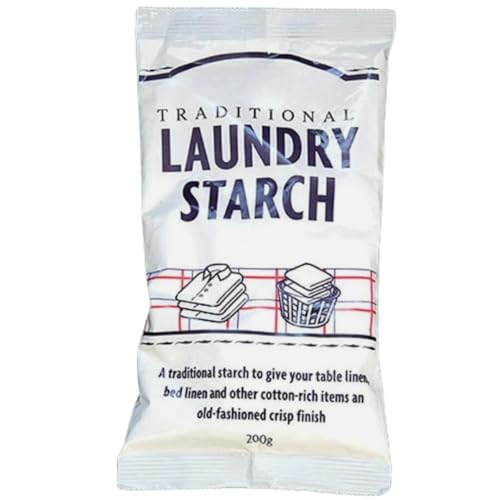 DTD QUALITY MATTERS Traditional Laundry Starch Sachets 200g Powdered Cold/Hot Water Starch for Crisp Finish Natural, Vegan Ideal for Shirts, Linen, Napkins, Bed Sheets (Pack of 1)