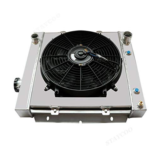 CoolingSky 3 Row Aluminum Radiator + Fan Shroud Combo & Thermostat Relay Kit for 1964-1966 MUSTANG V8 260 289丨60-66 Ford Mercury Models