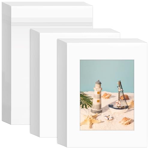 VOKOY 15 Set 11x14 White Picture Mats with Backing Boards and Bags for 8x10 Pictures, Frame Mattes Display Photo Paper Mat with Core Bevel Cut Clear Plastic Sleeves for Photos Paintings Prints