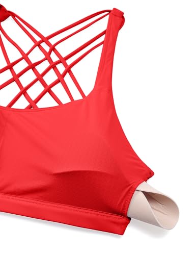 Image of CRZ YOGA Naked Feeling Strappy Sports Bras for Women - Criss Cross Back Wireless Padded Cami Yoga Workout Top