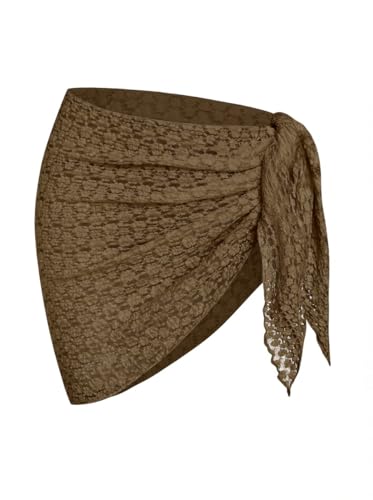 Image of ZAFUL Sarong Coverups for Women Beach Vacation Fishnet See Thru Tie Side Bathing Suit Cover Up Mini Skirt